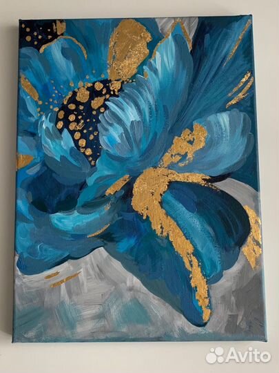 Картина пион на холсте