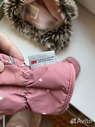 Комплект шапка-ушанка и варежки H&M 86-92