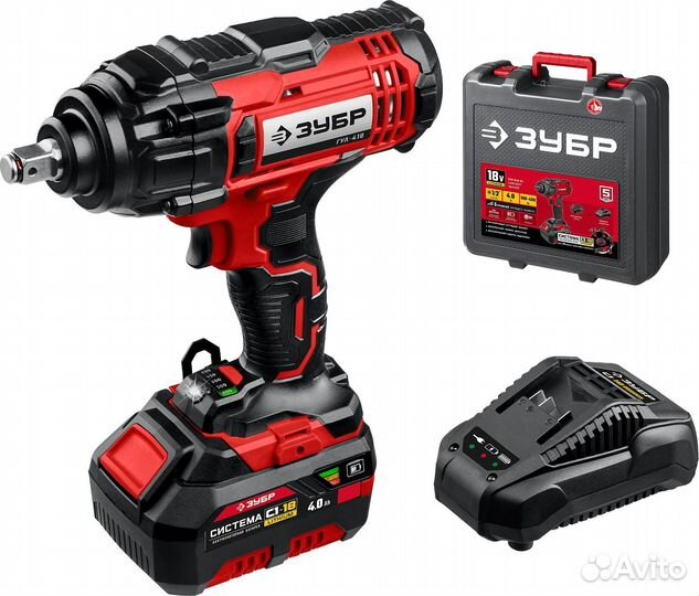 Гайковерт ударный зубр18В, в кейсе, гул-410-41
