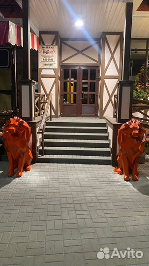 Лев из металла полигональный