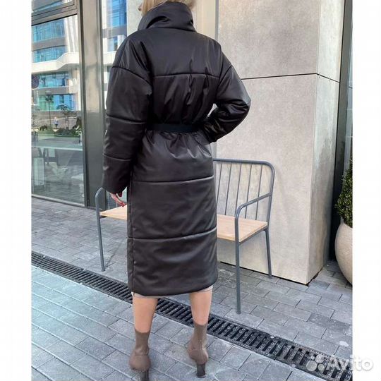 Пальто экокожа