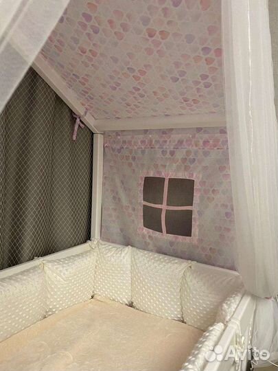 Крыша и шторки на кровать домик