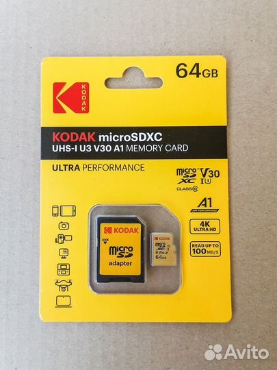 Карта памяти MicroSD 64 GB Kodak Новая 10й класс