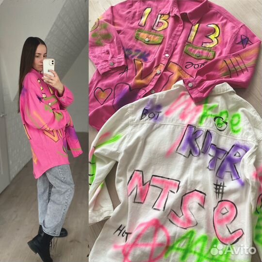 Джинсовая рубашка оверсайз женская