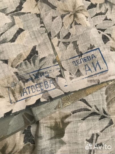 Винтажный хлопок с принтом листья, ткань СССР, 70е