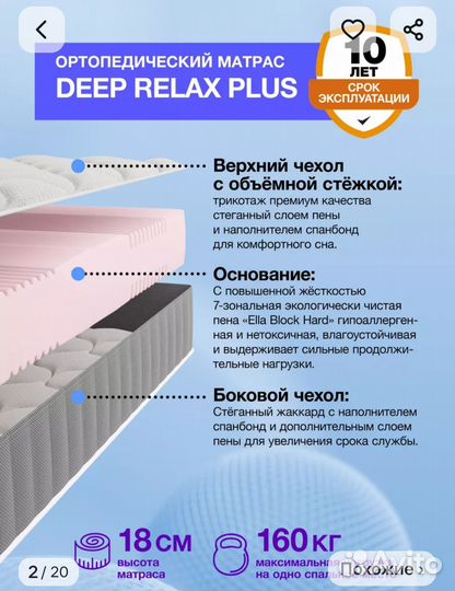 Матрас (до 160 кг) ортопедический,беспружинный