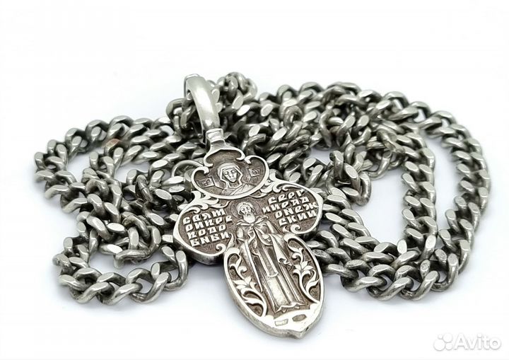Серебряная цепь и крест 925 пробы