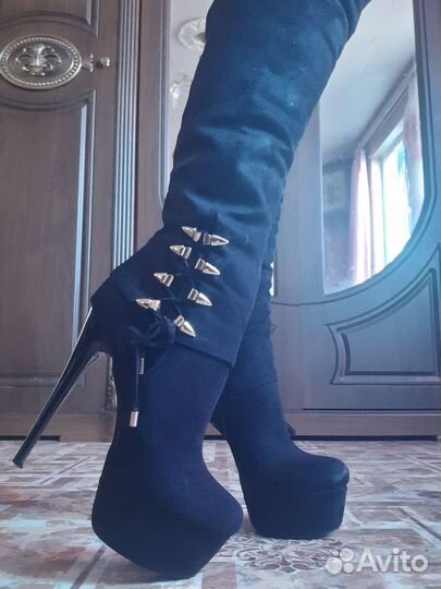 Ботфорты зимние замшевые 40