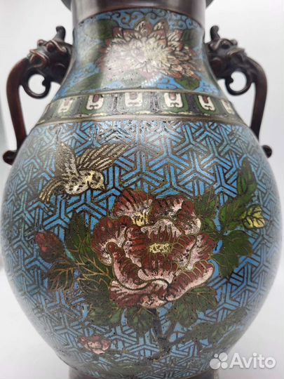 Вазы парные Сhampleve enamel Шамплеве 18 век Китай