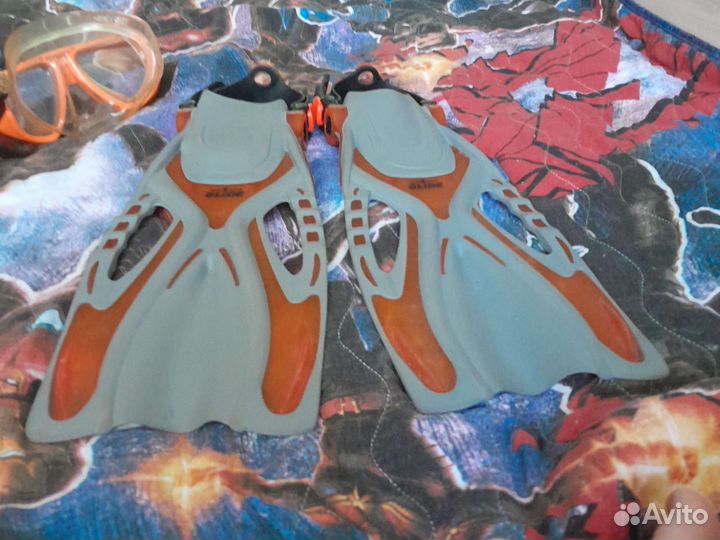 Ласты 27-31 размер и очки для купания трубкой