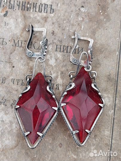 Серёжки серебро с гранатом