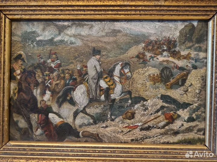 Картина масло 19 век. Миниатюра.Наполеон