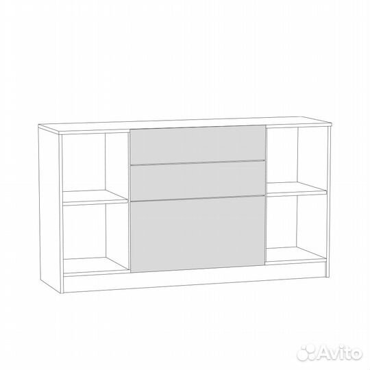 Ливерпуль Комод, цвет ясень ваниль/белый, шхгхв 140х41,4х78,3 см