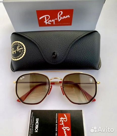 Очки ray ban hexagonal ferrari коричневые