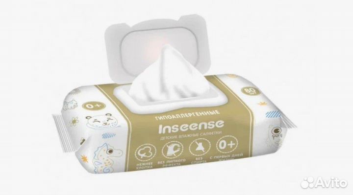 Салфетки inseense влажные ромашка и витамин Е 80шт