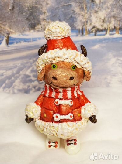 Ватная ёлочная игрушка Бычок