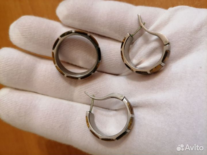 Комплект серьги и кольцо