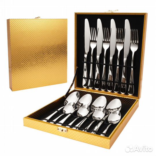 Столовые приборы 4 персоны золото/серебро новые