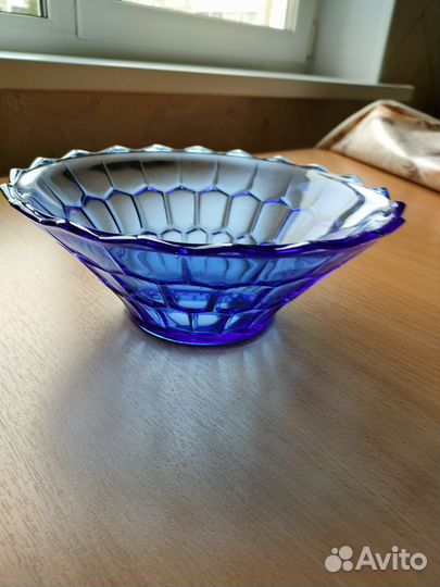 Салатник стекло кобальт времён СССР винтаж