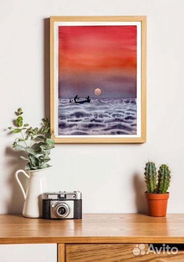 Картина акварелью Закат