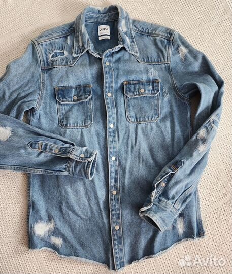 Джинсовка батник рубашка Zara man S