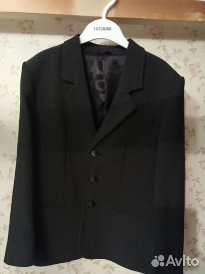 Пиджак школьный для мальчика р134 тёмно-серый