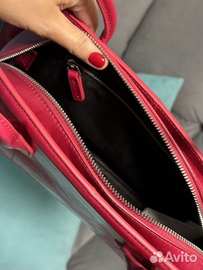 Сумка малиновая Zara натуральная кожа