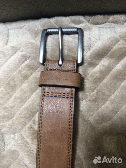 Мужской кожаный ремень коричневый