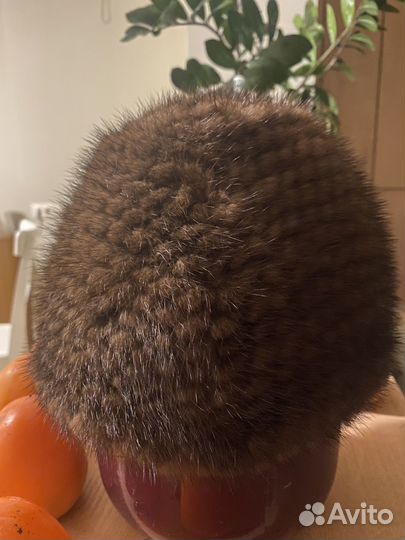 Шапка норковая вязаная