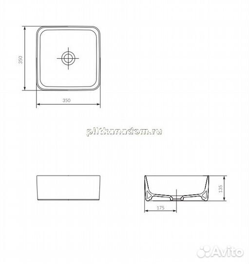 Style Line Атлантика Умывальник на столешницу crea 35 square с 1 отв