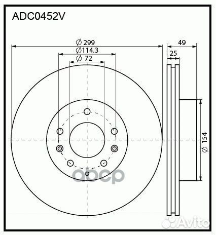 Диск тормозной перед ADC0452V allied nippon