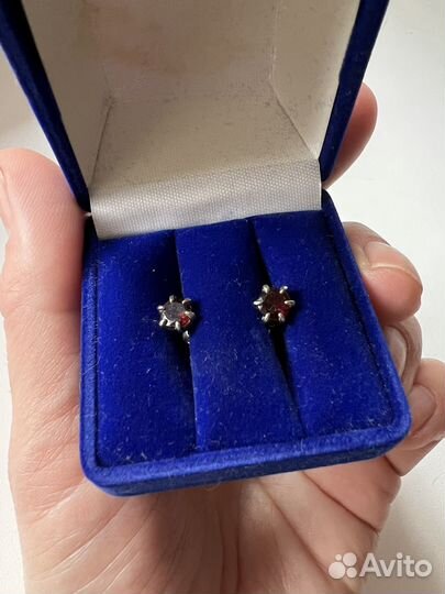 Серьги серебро с гранатом