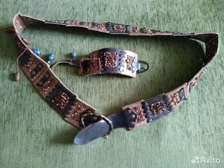 Кожаный пояс и браслет