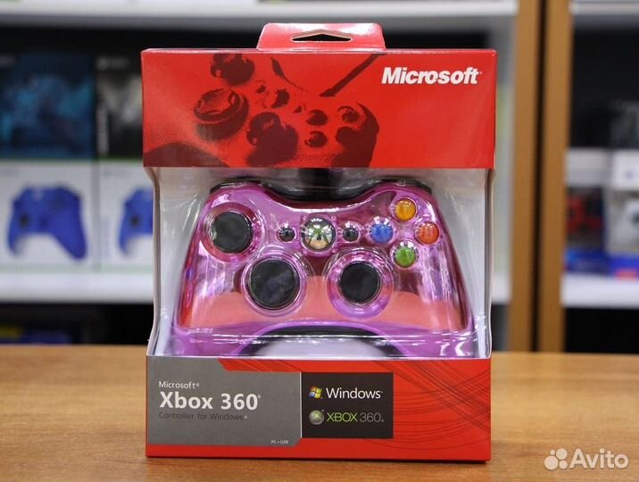 Джойстик проводной Xbox 360 Slim - Розовый глянец