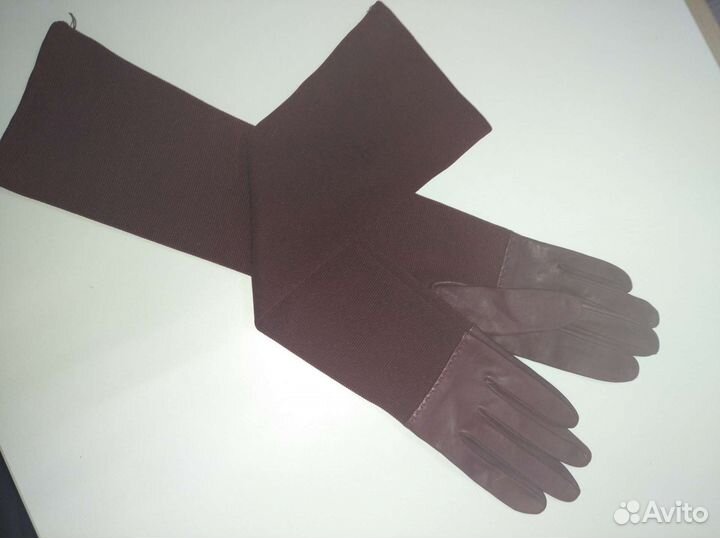Перчатки женские длинные кожа