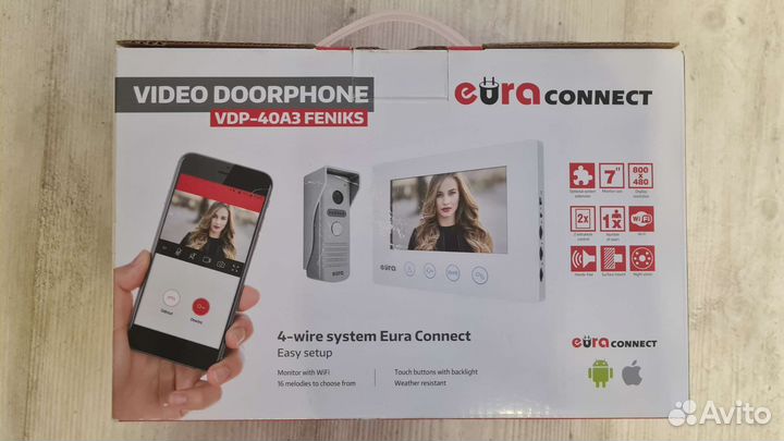 Видеодомофон eura vdp-40a3 феникс wifi 2 входа
