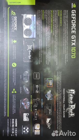 Продам gtx 1070 8gb palit game rock