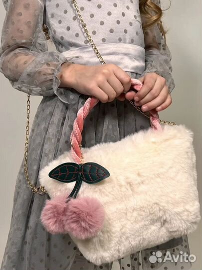 Сумка кросс-боди для девочек, меховая