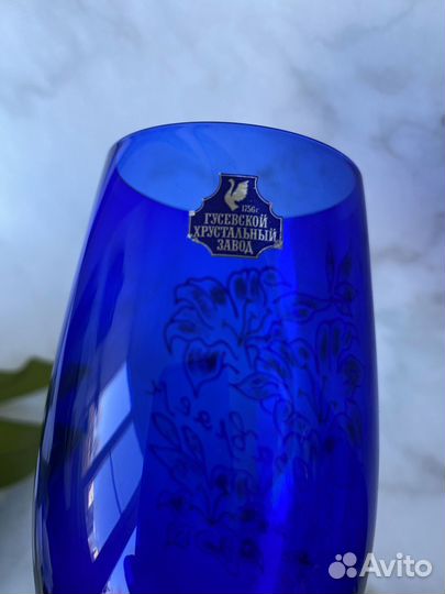 Подарочные бокалы хрусталь и кобальтовое стекло