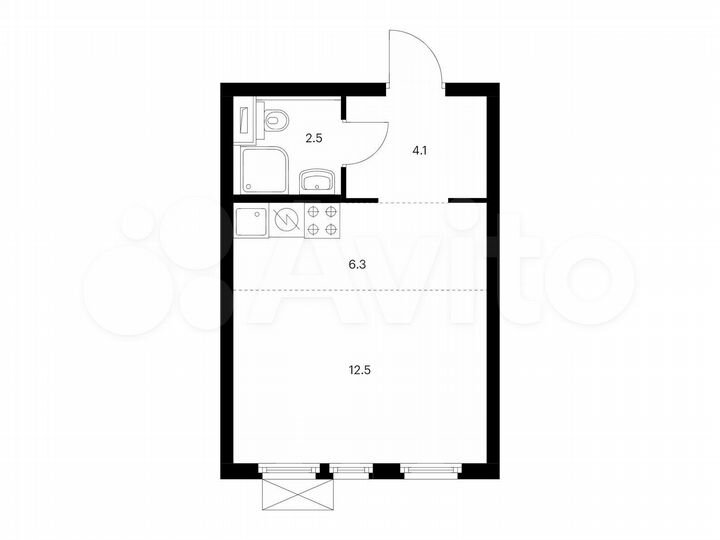 Квартира-студия, 25,4 м², 21/32 эт.