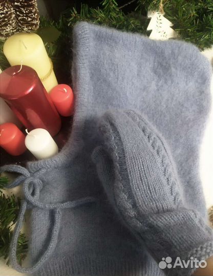 Капор и варежки из пуха норки