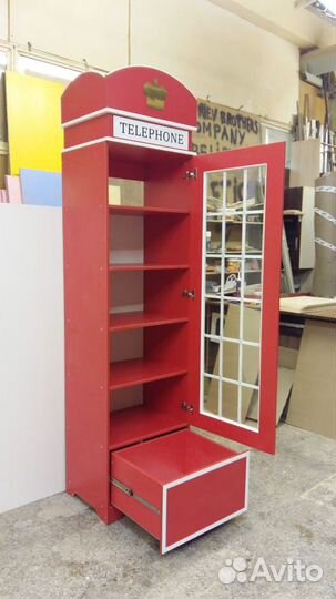 Красная Телефонная Будка Шкаф в детскую London-15