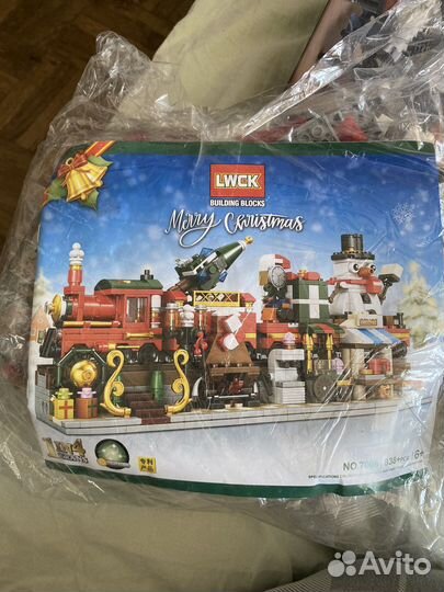 Конструктор 7008 новогодний поезд без коробки