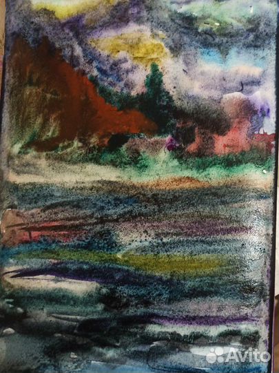 Картина акварель пейзаж