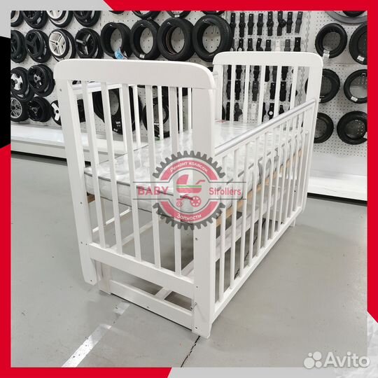 Детская кроватка Соня 04 б/я белая