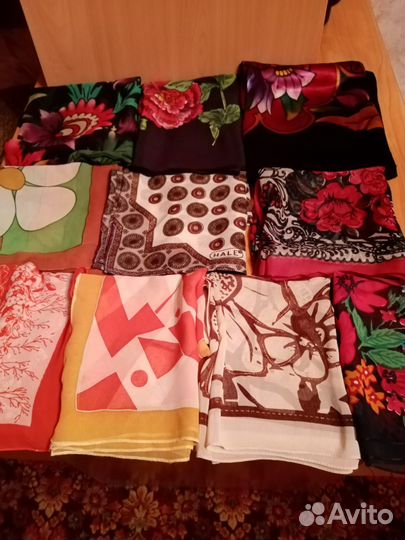 Платок натуральный шелк крепдешин СССР