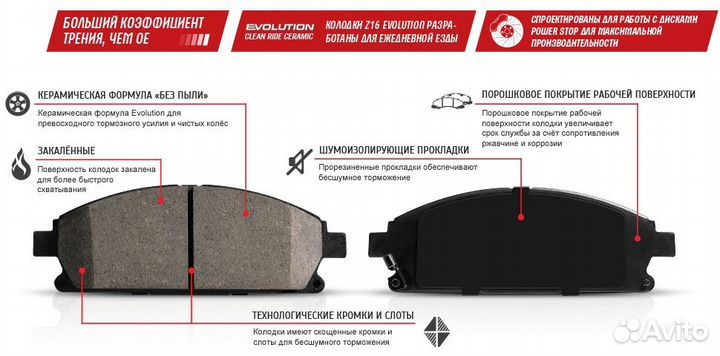 Передние колодки infiniti Powerstop кермика