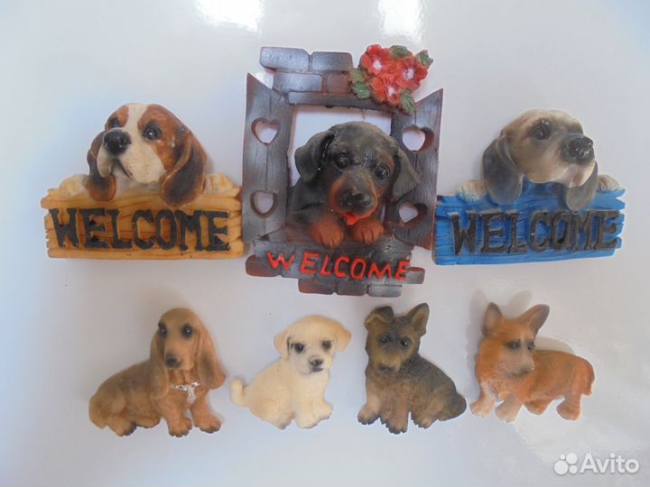 Коллекция собак. статуэтки И магниты