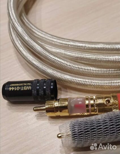 Посеребренный аудио кабель 6N OFC 2RCA
