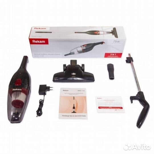 Ручной пылесос Rekam hvvc-1150, 75Вт, черный/красн